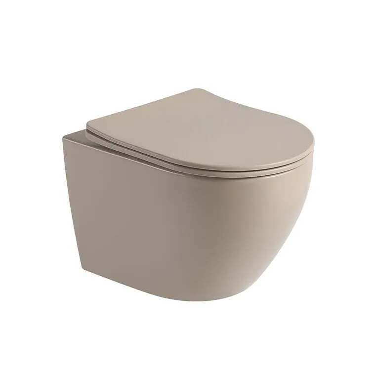 Lambini Design Kala hangend randloos toilet met softclose zitting beige mat