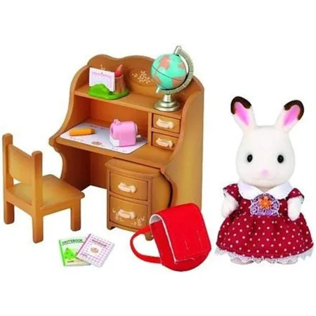 Sylvanian Families Schokoladenhasen Schwester mit Schreibtisch