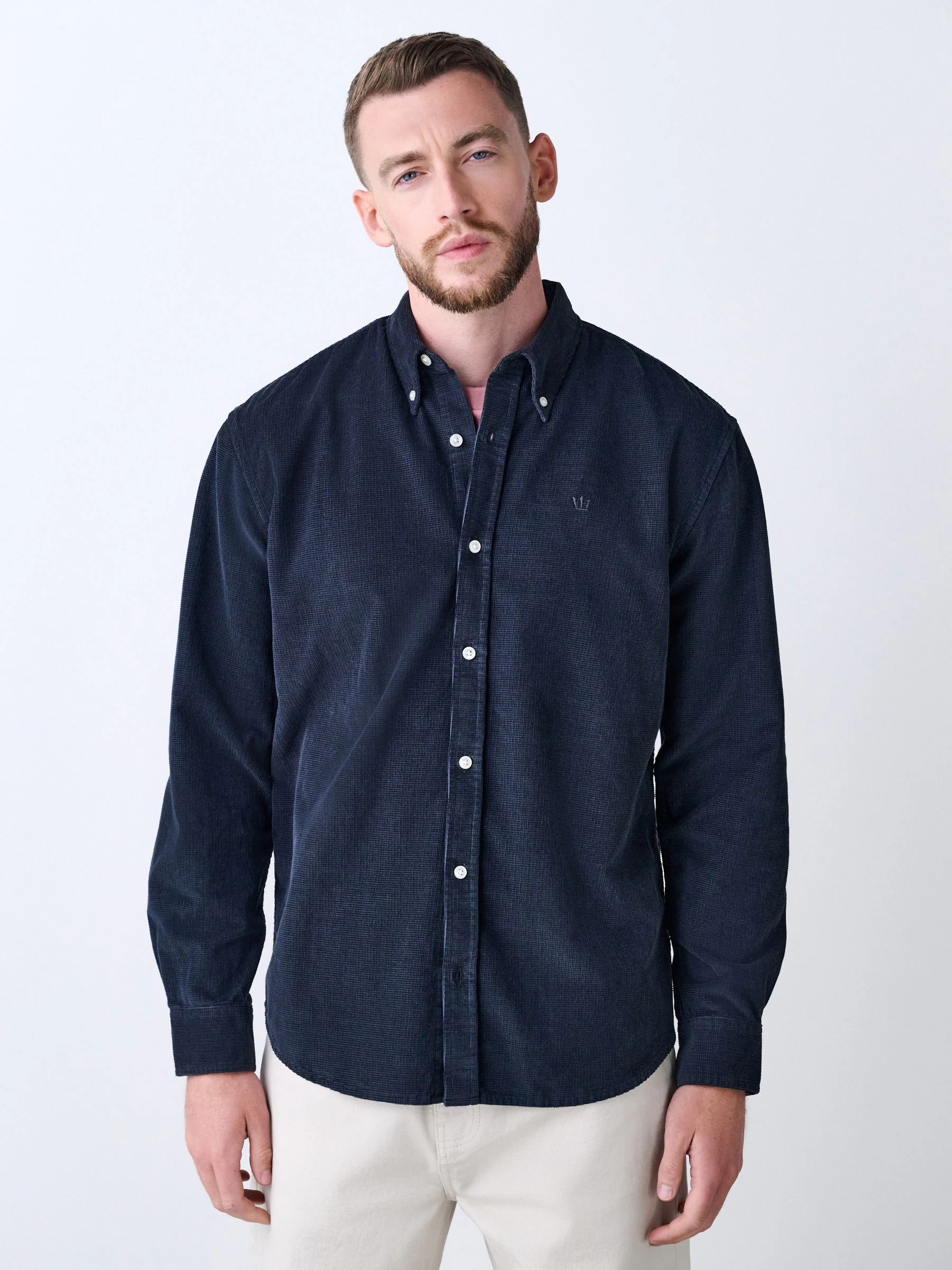 Antraciet - Corduroy overhemd met lange mouwen