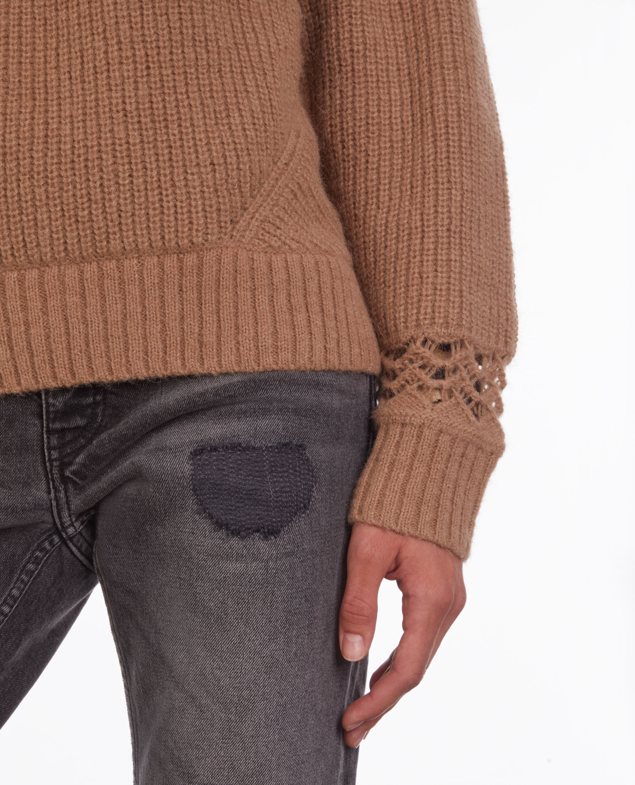Pull camel en laine mélangée