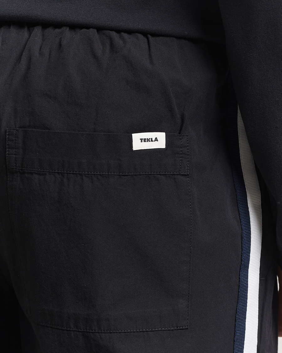 Tekla Grosgrain Stripes Pyjama Pants All Black