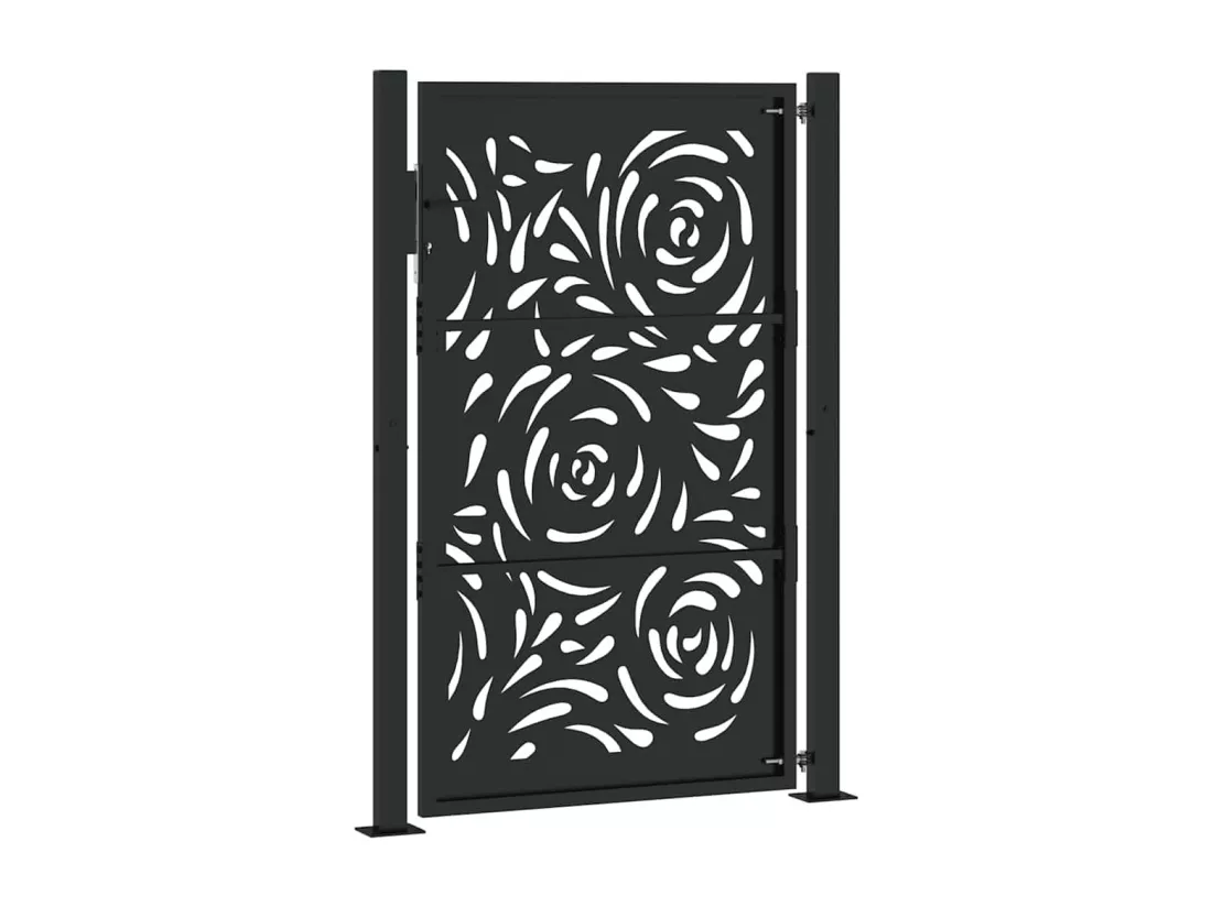 Portail de jardin noir 105x155 cm acier conception de flamme