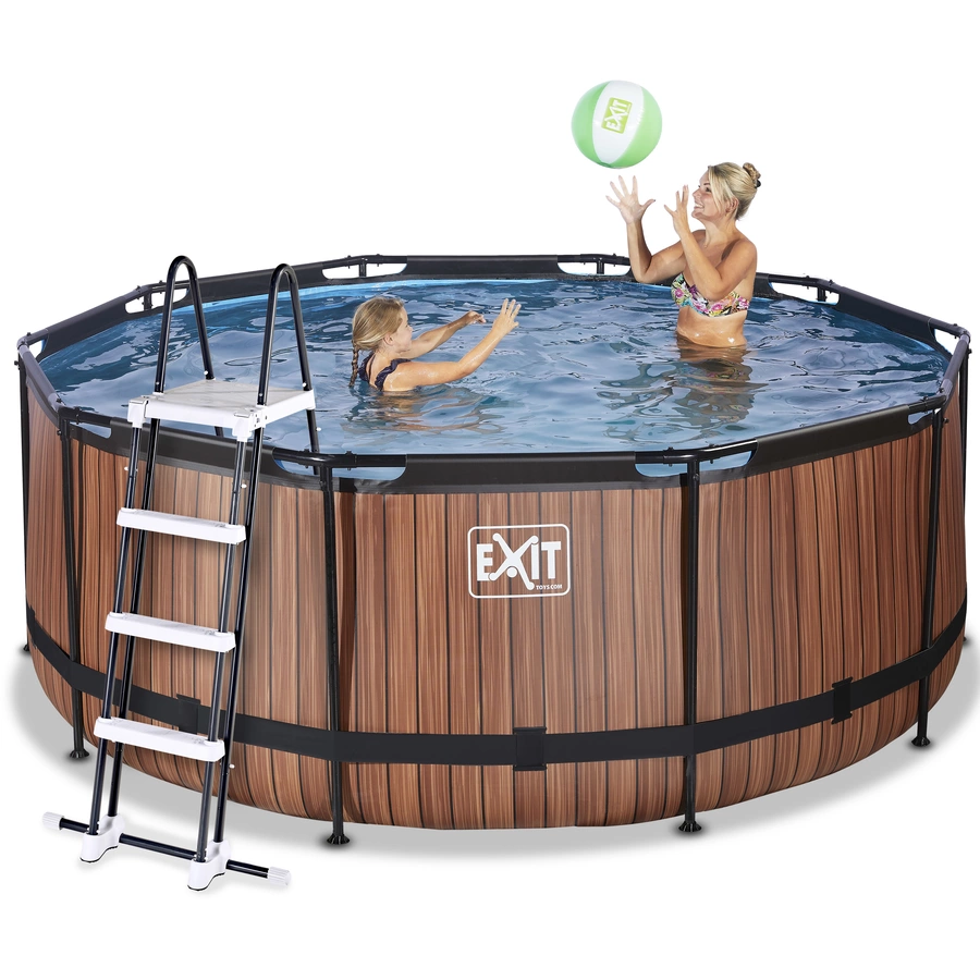 EXIT Wood Pool ø360x122cm mit Filterpumpe, braun