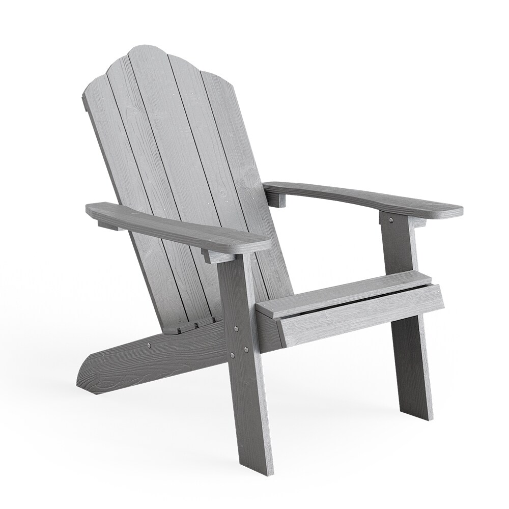 OK-Living Gartenstuhl Strandstuhl Stuhl Adirondack grau Gartenmöbel Holz-Optik