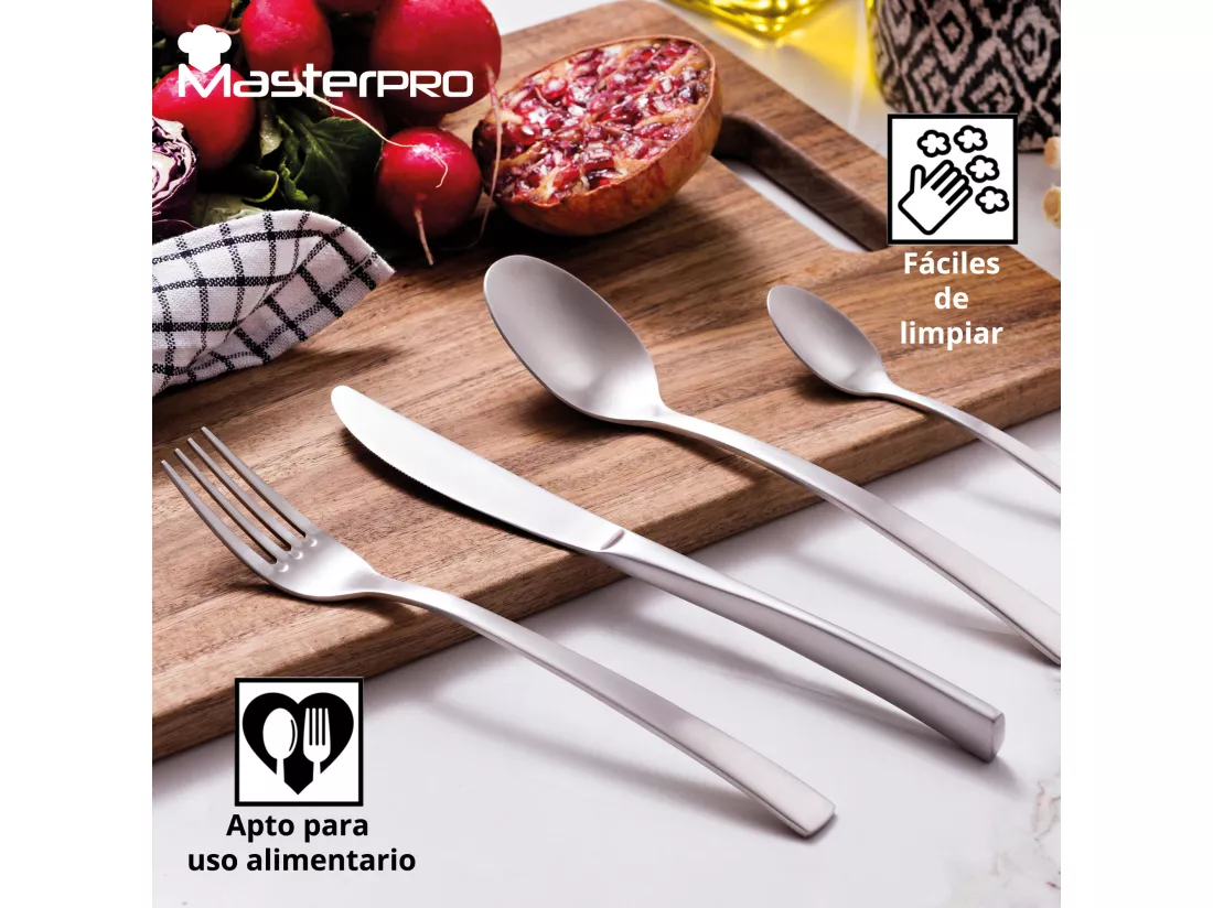 Lot de 3 poêles à frire san ignacio ø16cm ø20cm ø24cm + set de 16 couverts en acier inoxydable