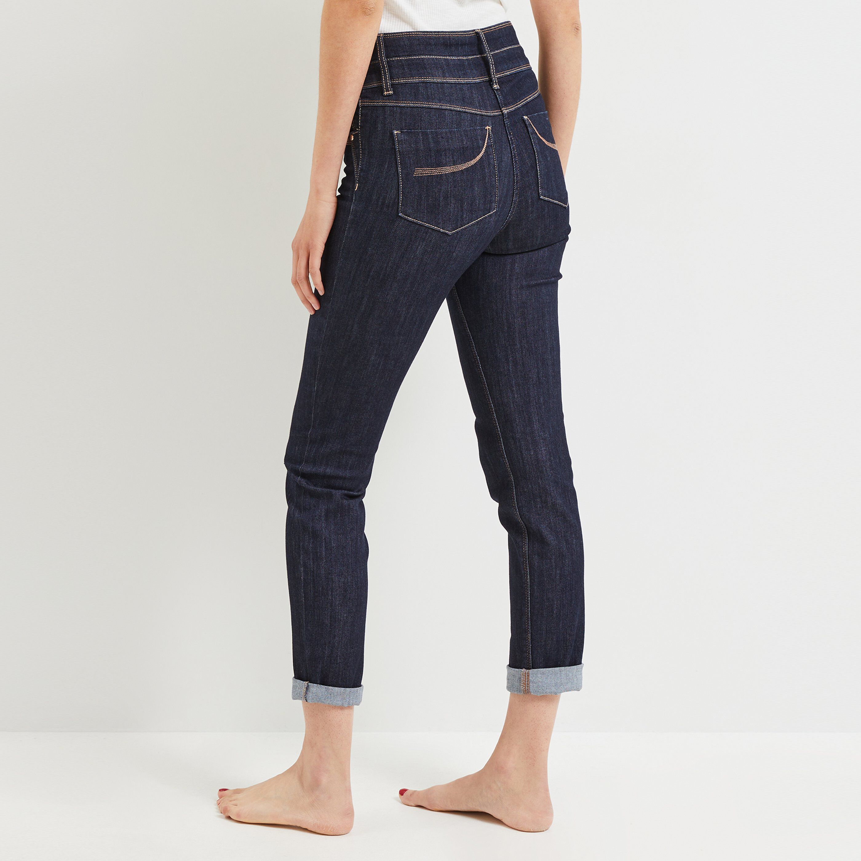 Jean raccourci taille haute femme - BRUT