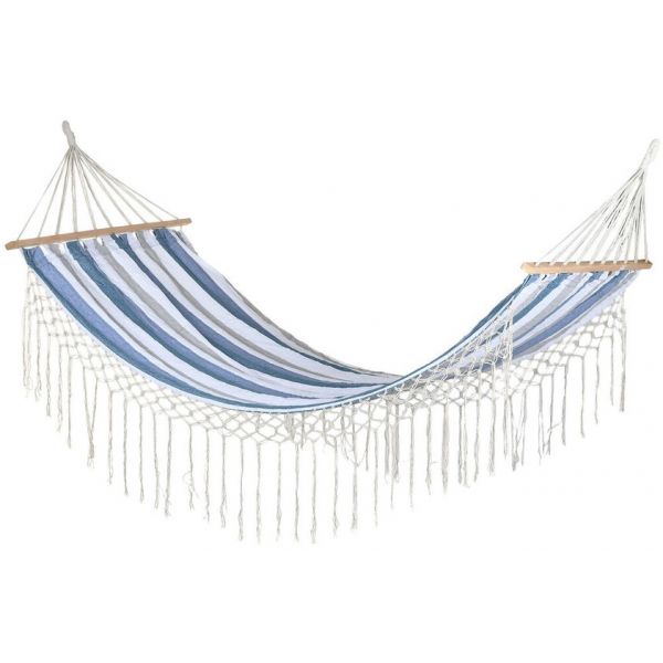 Dkd Home Decor Cama de Rede 200 x 100 x 5cm (riscas Azul / Branco) - S3042447