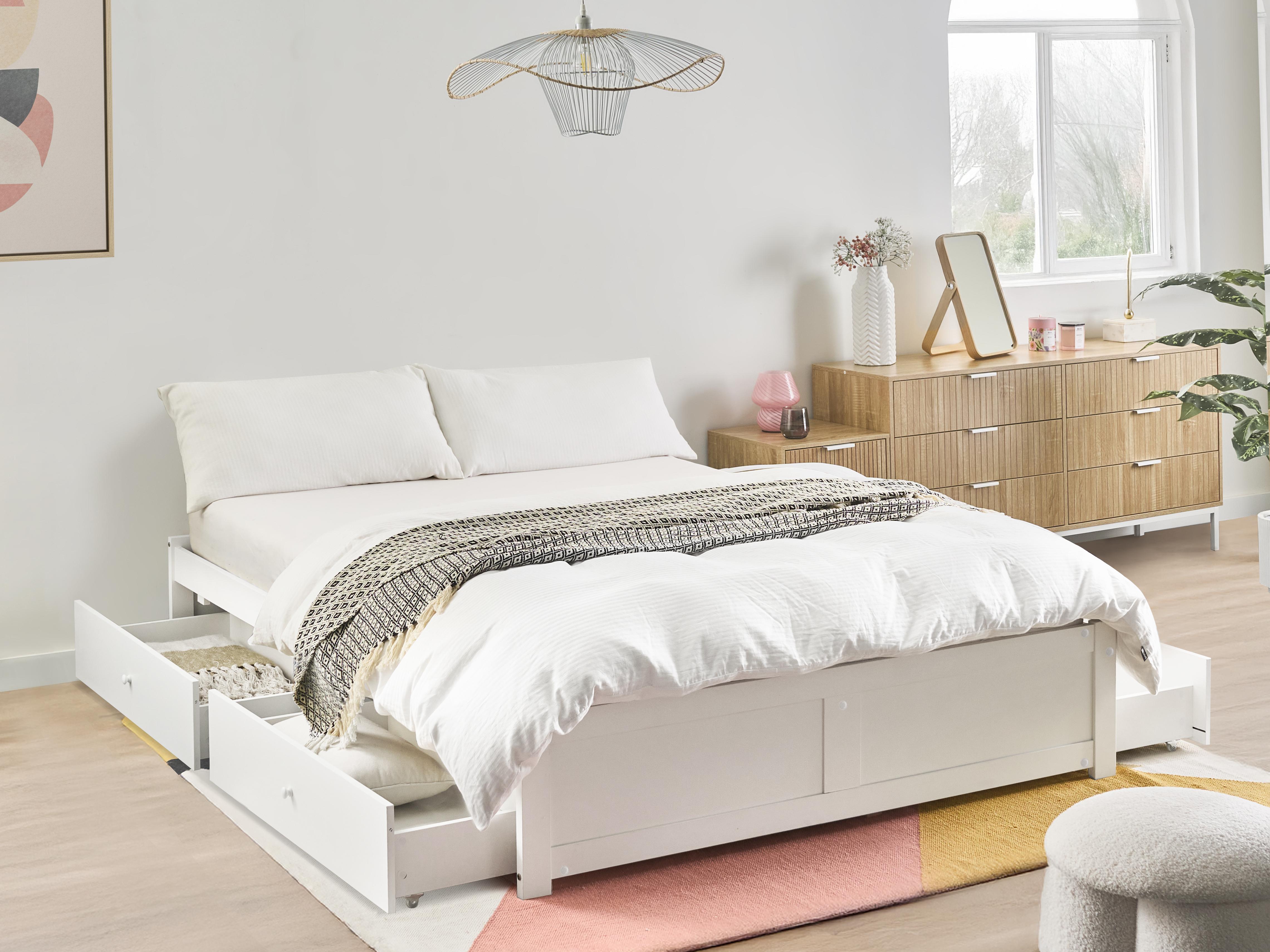 Bed met opbergruimte zonder hoofdbord BRUX 180 x 200 cm Wit
