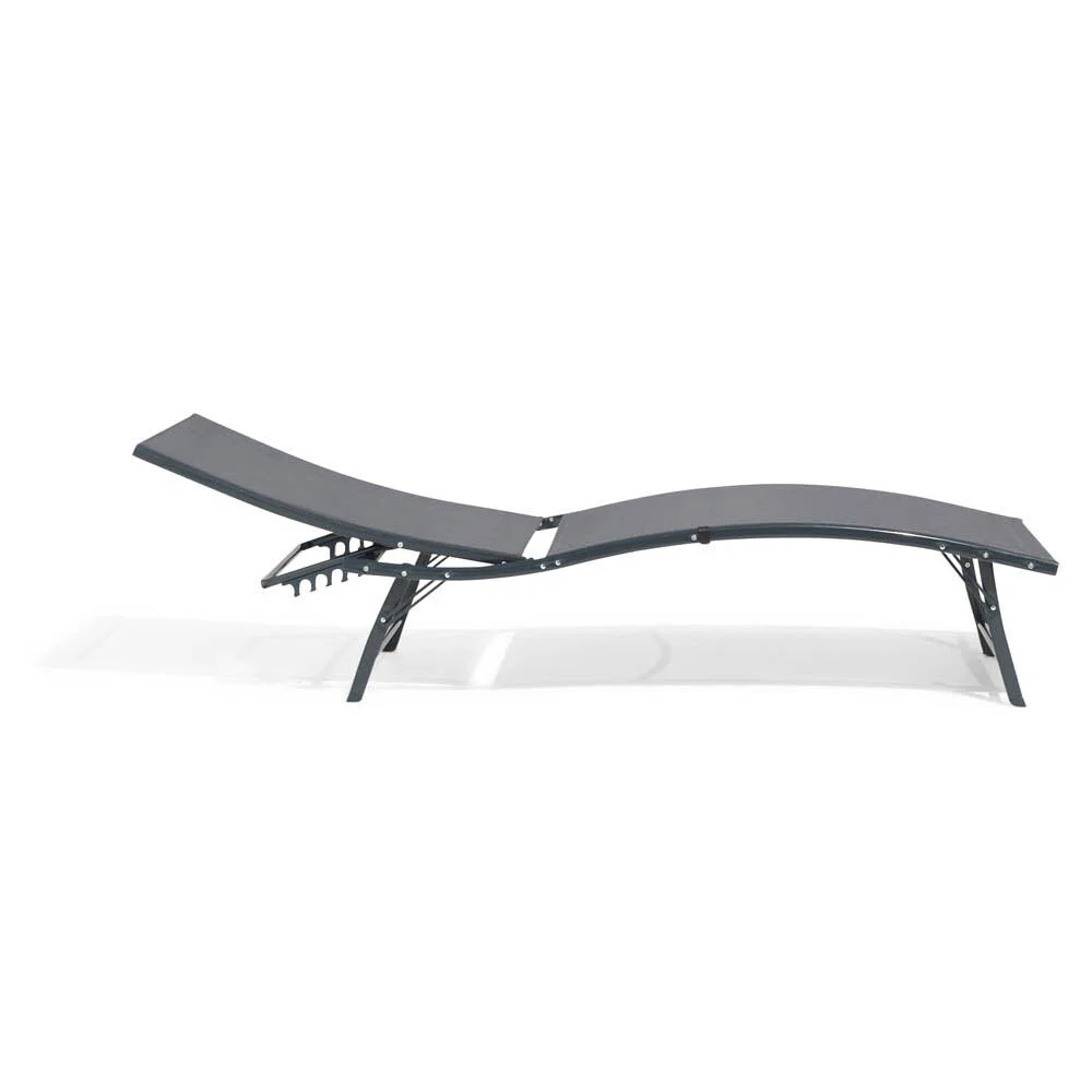 Bain de soleil Bahia pliant 5 positions gris 182x55xH34-92cm
