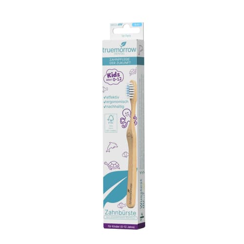 truemorrow DENTAL Kinderzahnbürste aus Bambus Weich blau