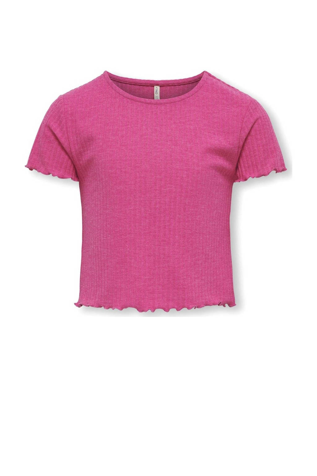 ONLY ribgebreid T-shirt KOGNELLA donkerroze
