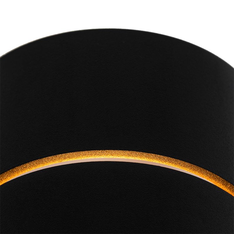 Moderne wandlamp zwart met gouden binnenkant - Ria