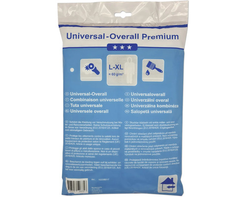 Wegwerpbeschermpak met capuchon, schildersoverall, wit, maat L-XL, 60 g