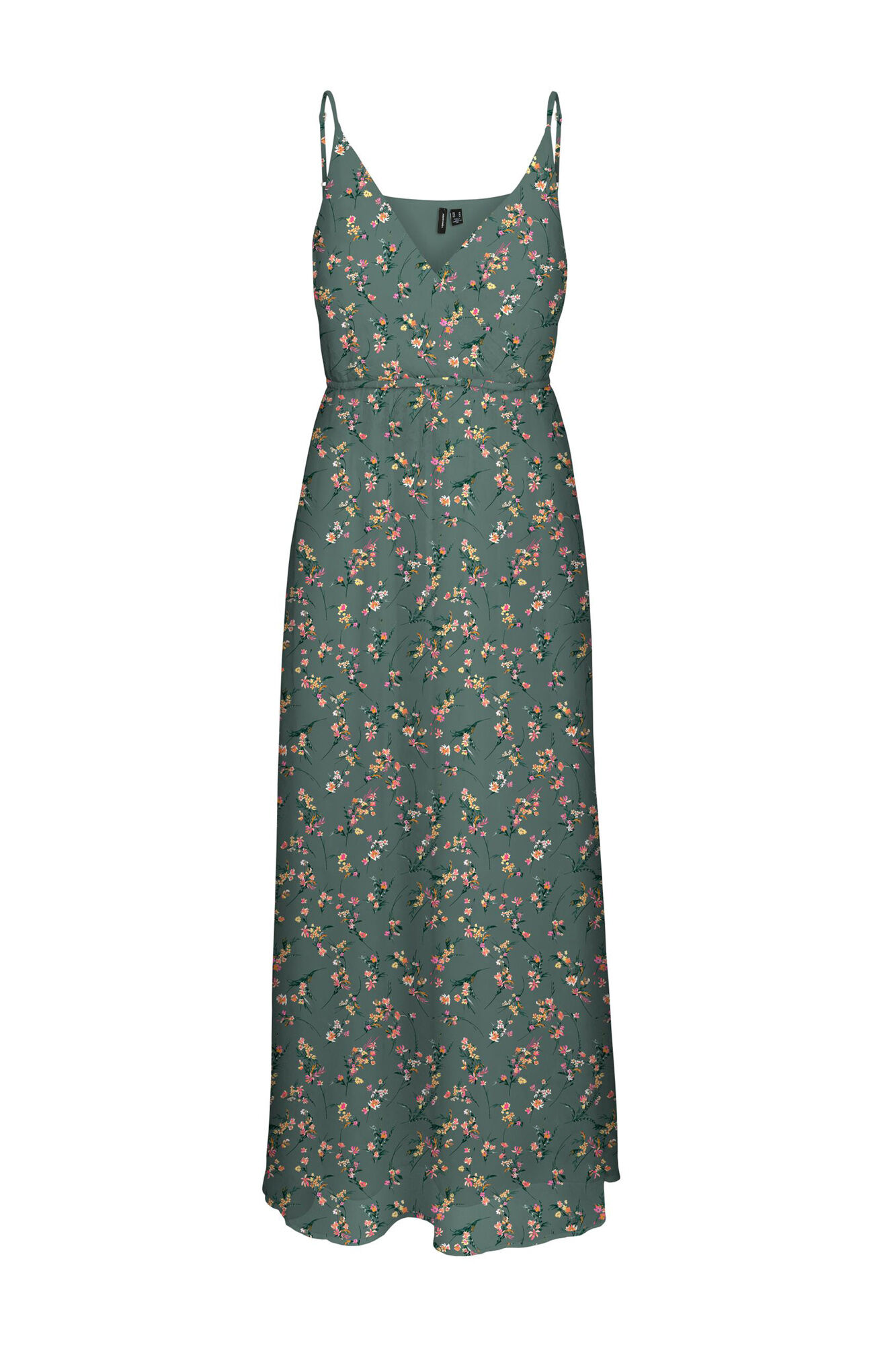 Vestido longo com decote em V e modelagem pico, tamanho grande - Verde