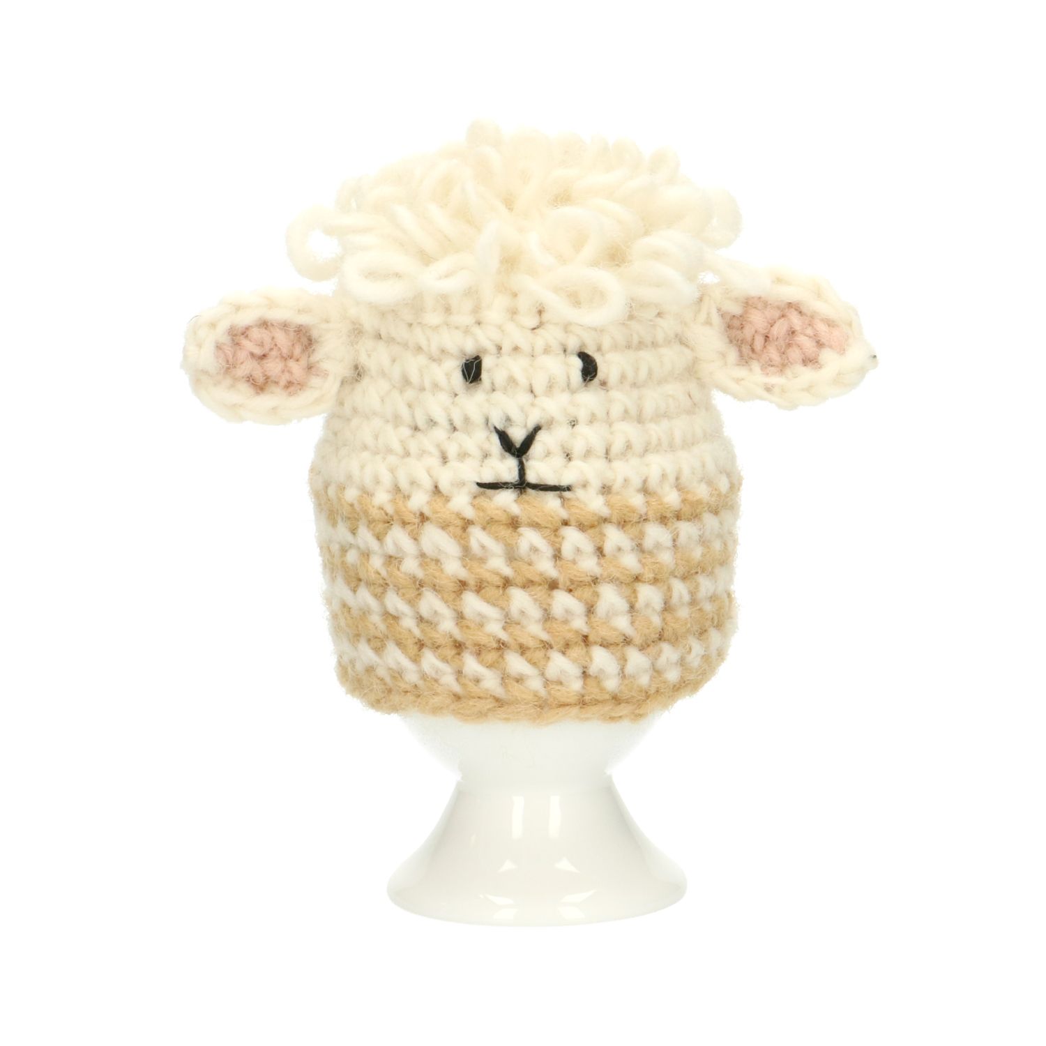 Gehaakte eierwarmer, 100% wol, schaap, grijs