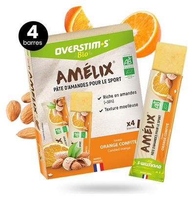 Barres énergétiques Overstims Bio Amélix Orange confite - 4x25g