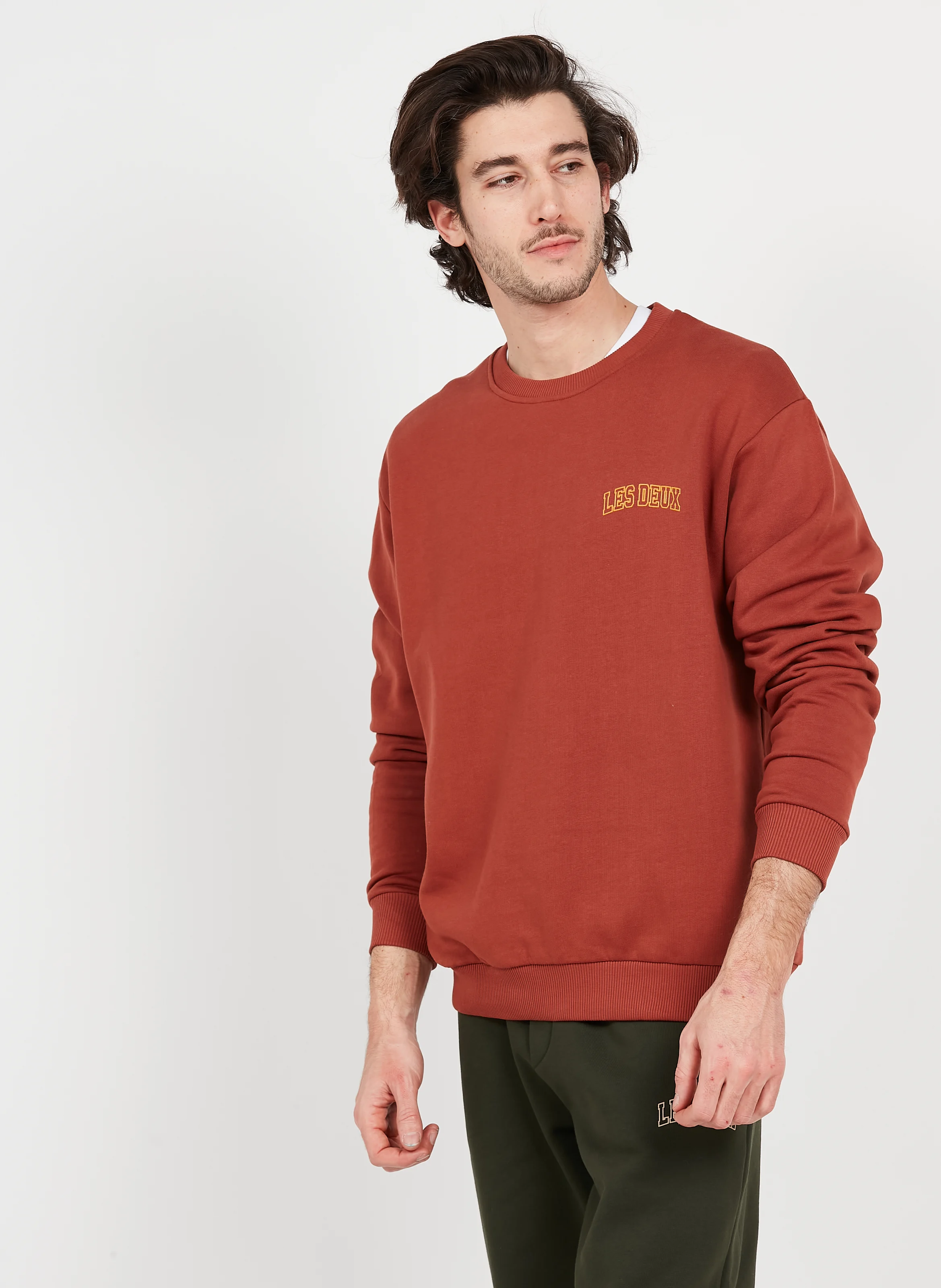 Sweat à col rond en coton| Marron