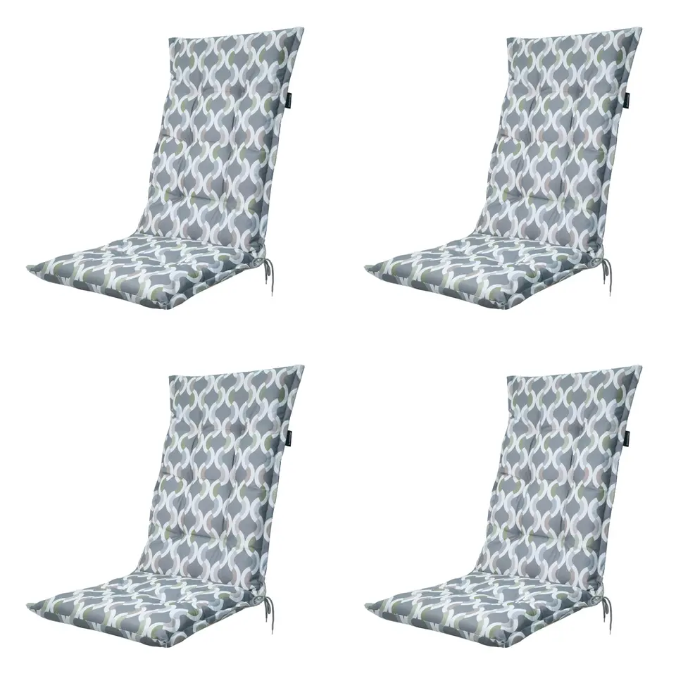 Madison - Tuinstoelkussen Hoge Rug Trivia grey - Ca. 123x50 cm - Set van 4