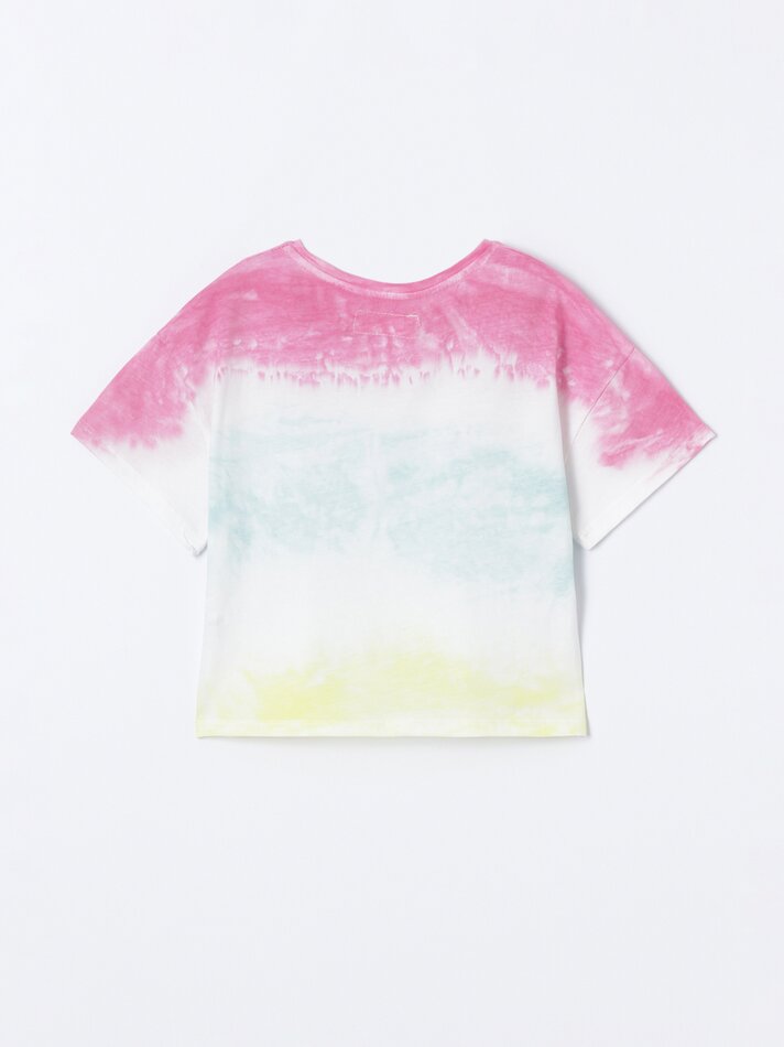 Camiseta tie-dye com nó - Rosa