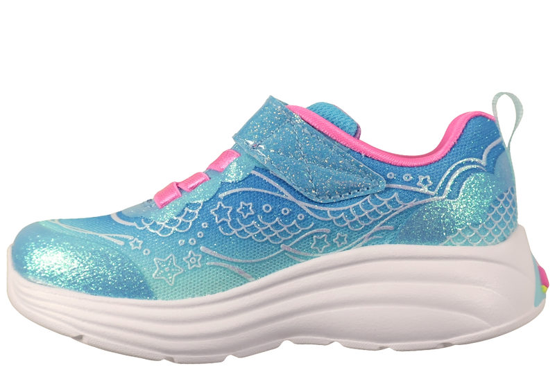 SKECHERS S LIGHTS MY DREAMERS LIL MERMAID BLUE GLITTER