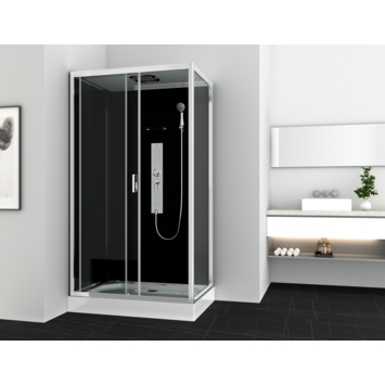 Allibert complete douchecabine Gipsy met schuifdeur zilver hoekmodel 80 x 120 cm