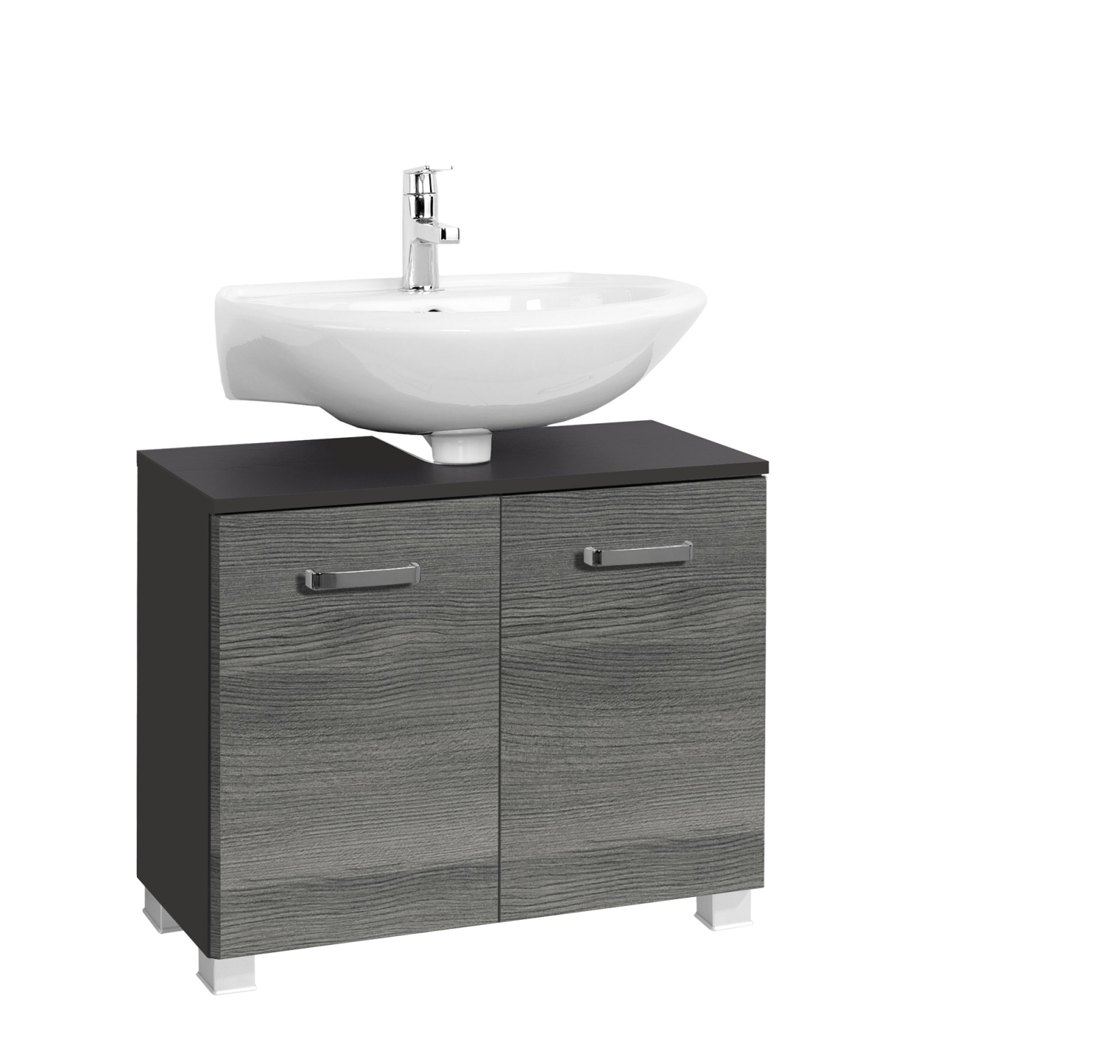 Waschbeckenunterschrank BOLOGNA - grafitgrau-Eiche rauchsilber - 70 cm