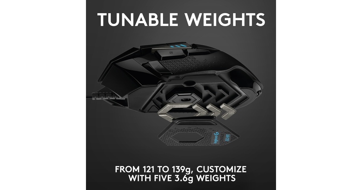 LogitechG502 HERO High Performance Gaming Mouse  (Zwart, 100 - 25.600 dpi, RGB leds)