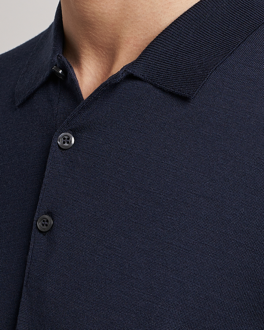John Smedley Belper Extra Fine Merino Polo Pullover Midnight