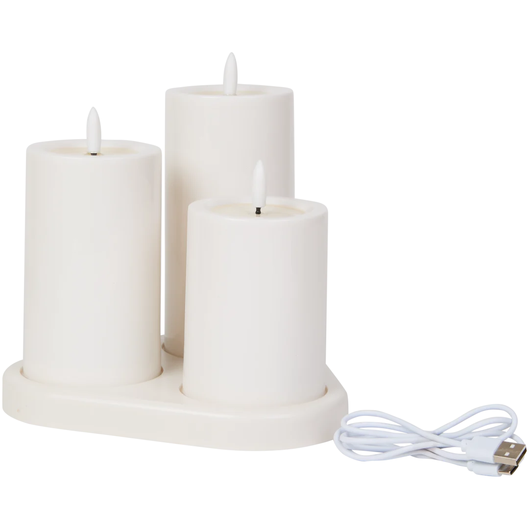 Oplaadbare ledkaarsen 3 stuks | diverse kleuren