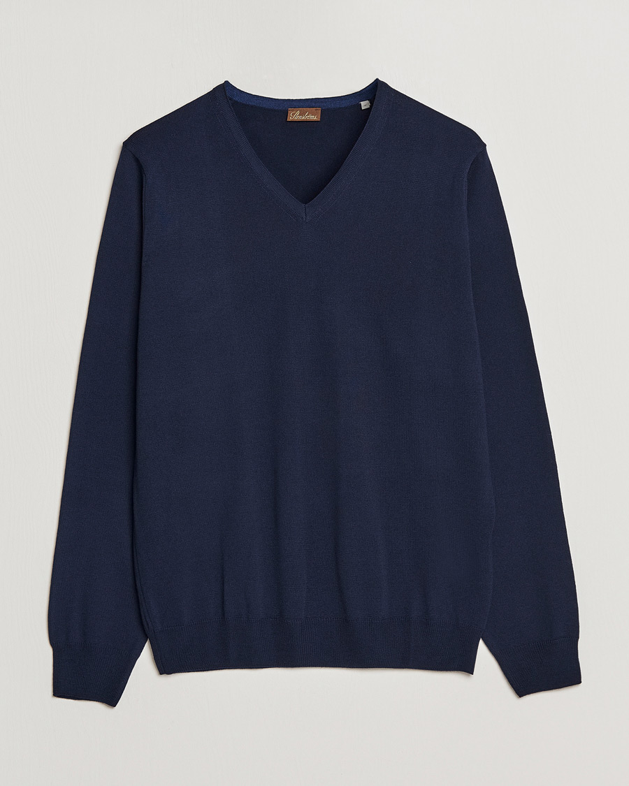 Stenströms Merino V-Neck Navy