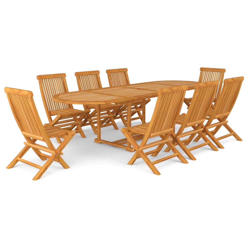 Salon de jardin meuble d'extérieur ensemble de mobilier 9 pièces bois de teck massif