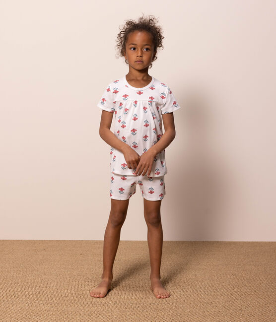 Pyjacourt fleurs avec couronne en coton  petite fille