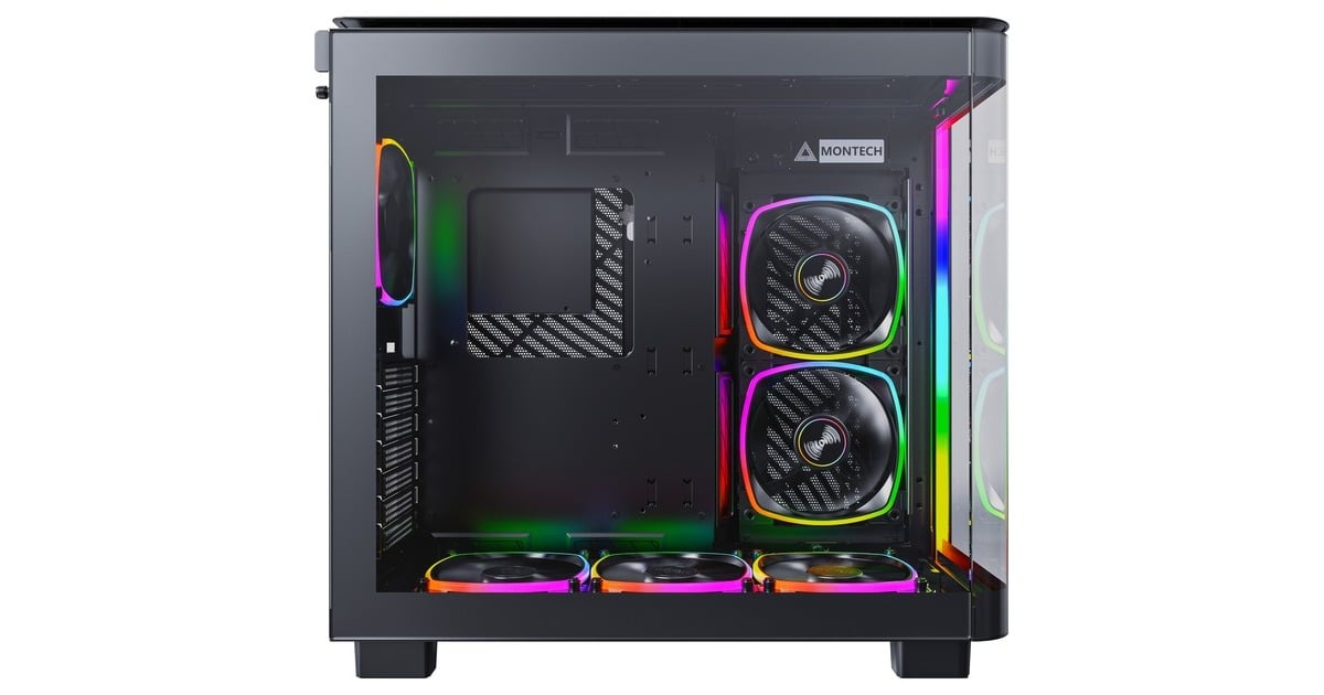 MontechKING 95 PRO midi tower behuizing  (Zwart | 2x USB-A | 1x USB-C | RGB | Tempered Glass)