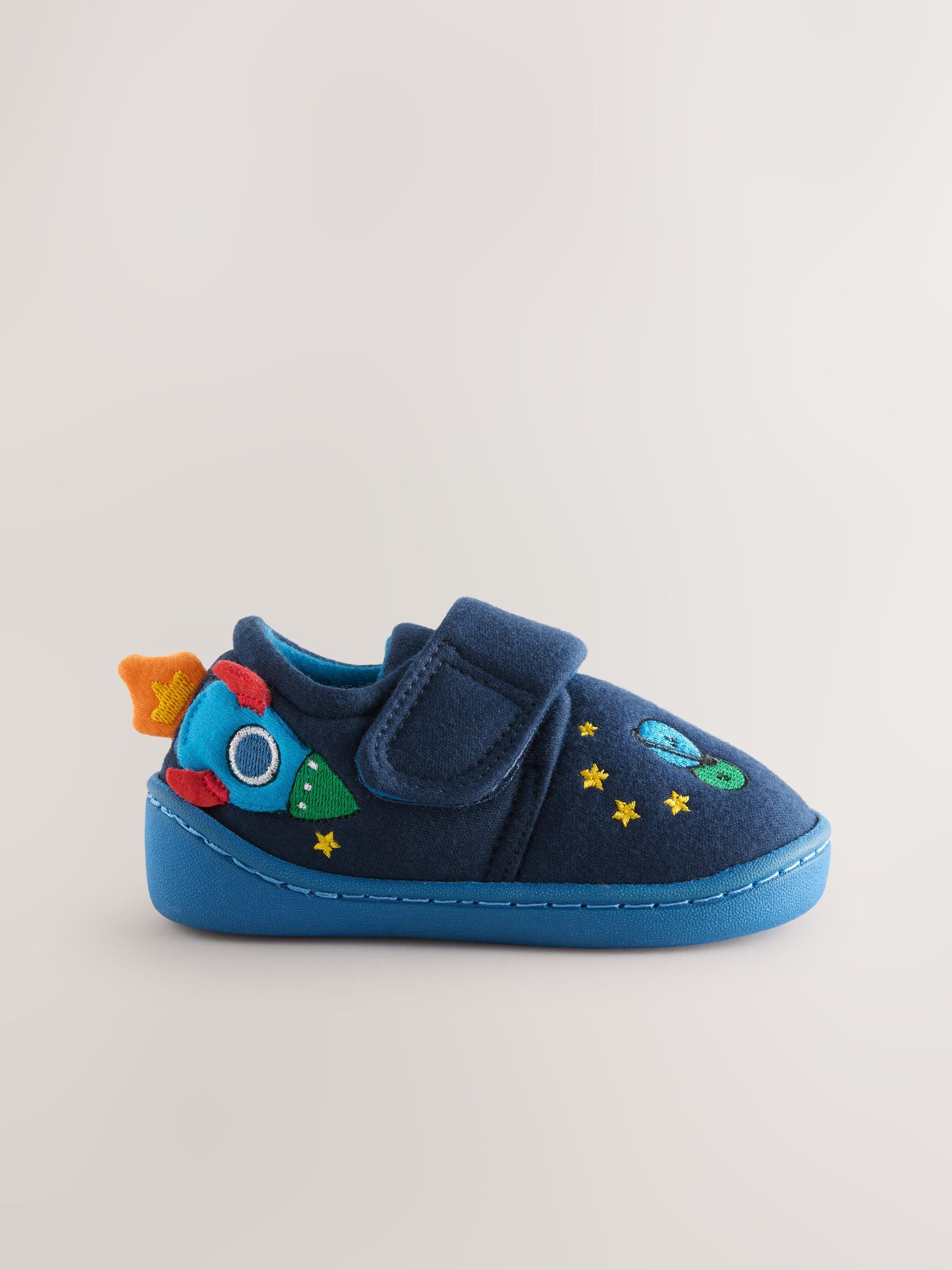 Marineblauw raket - Warm gevoerde pantoffels met kuipzool