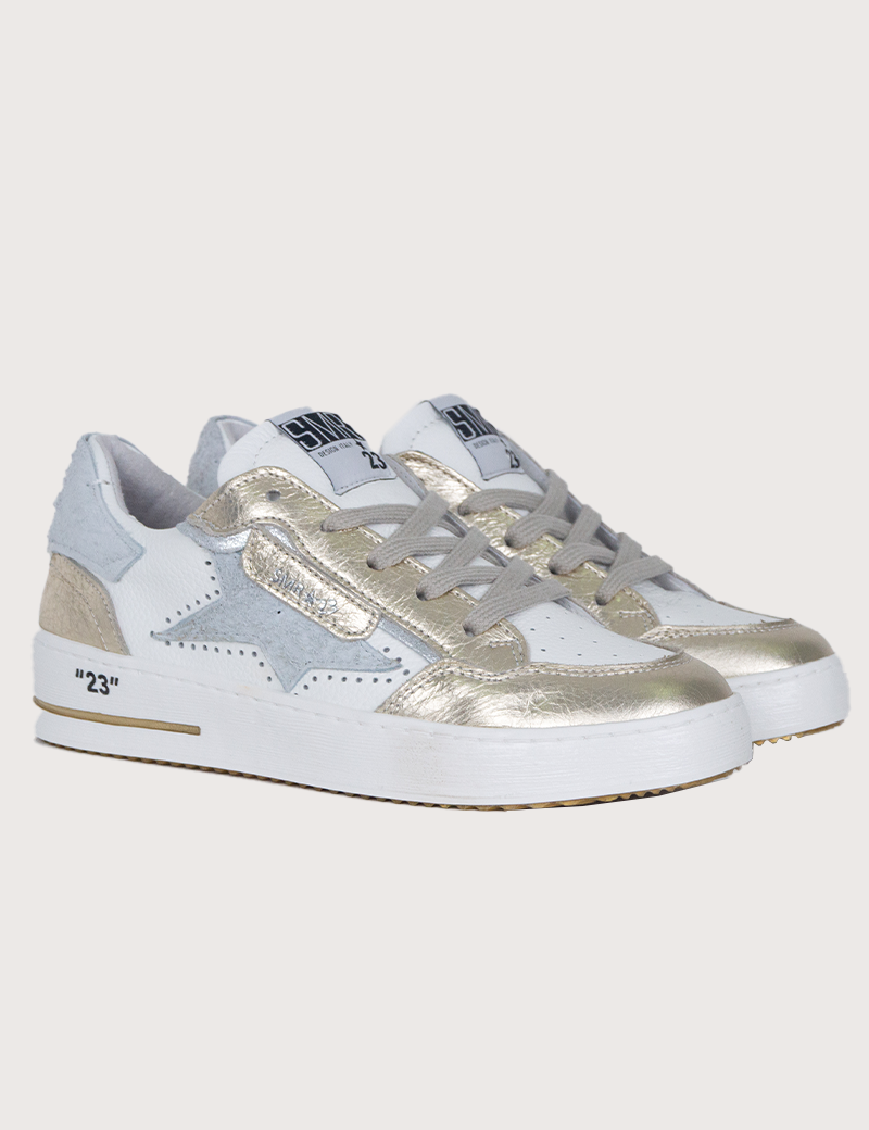 SEMERDJIAN BASKETS ALÉ BASSES CUIR DORÉ GRIS 10231