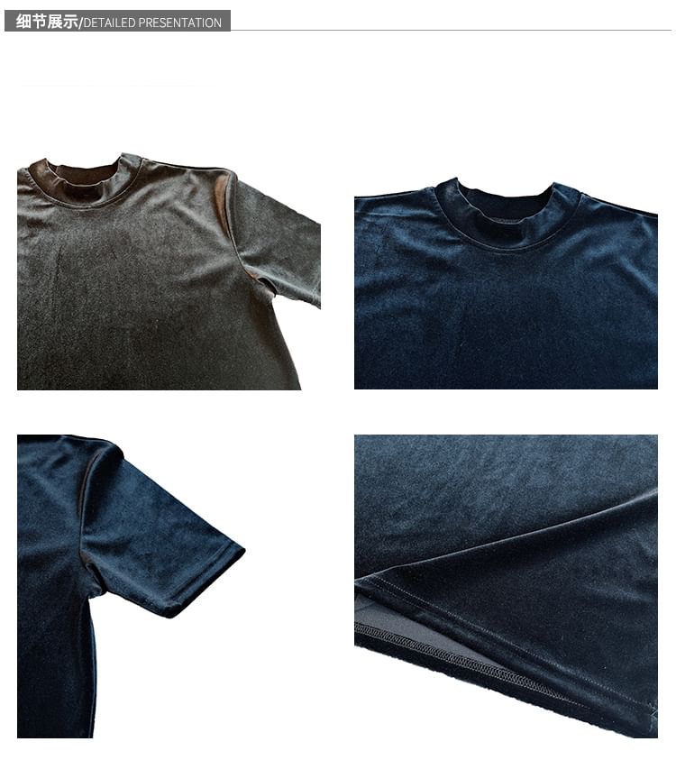 Drawouf - T-shirt met korte mouwen en mockneck, effen