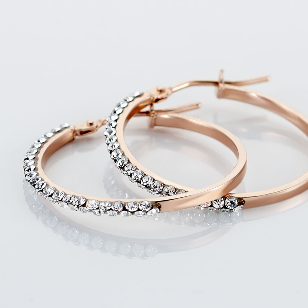 Créoles Sandrine Or Rose Strass