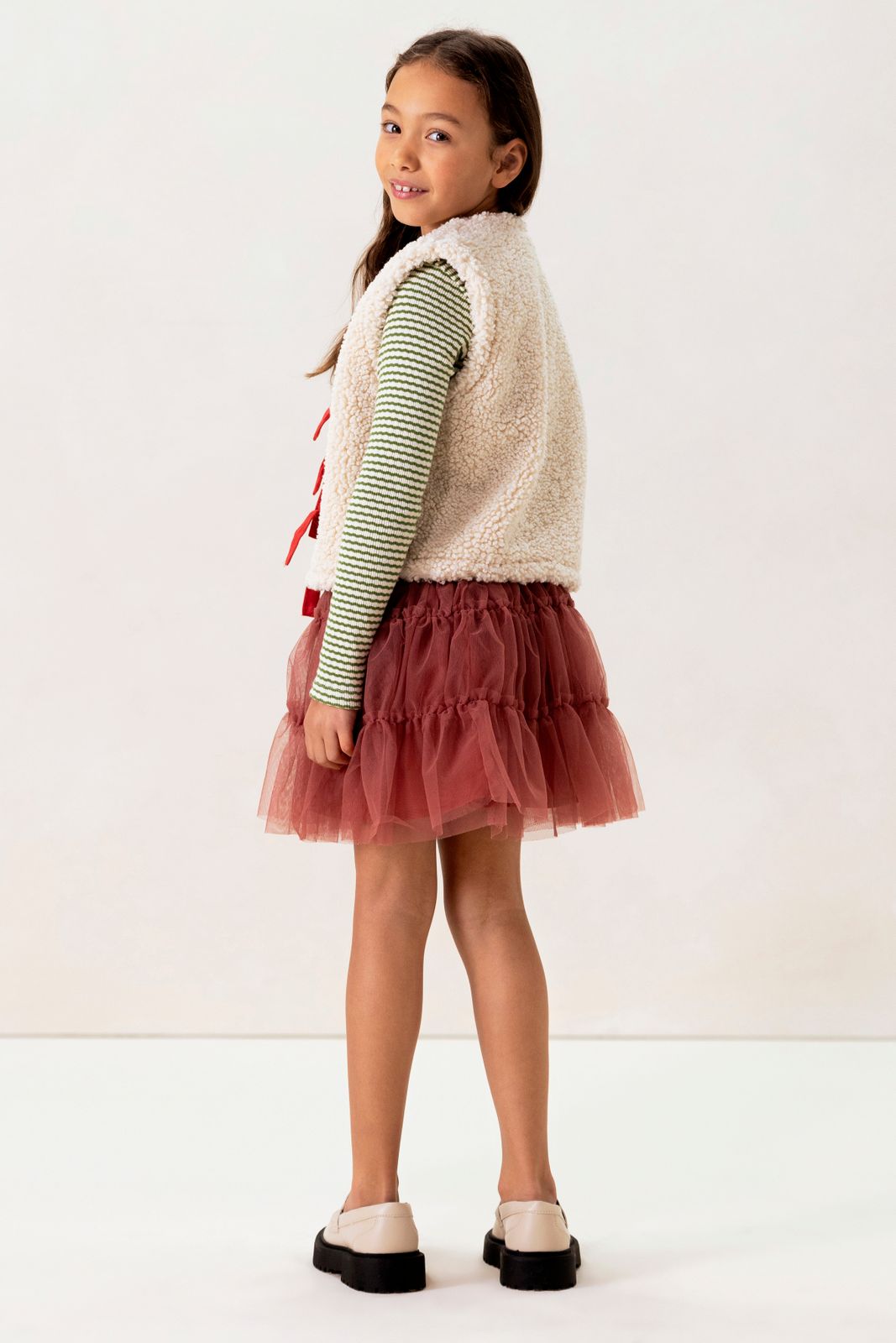 Wit teddy gilet met embroidery