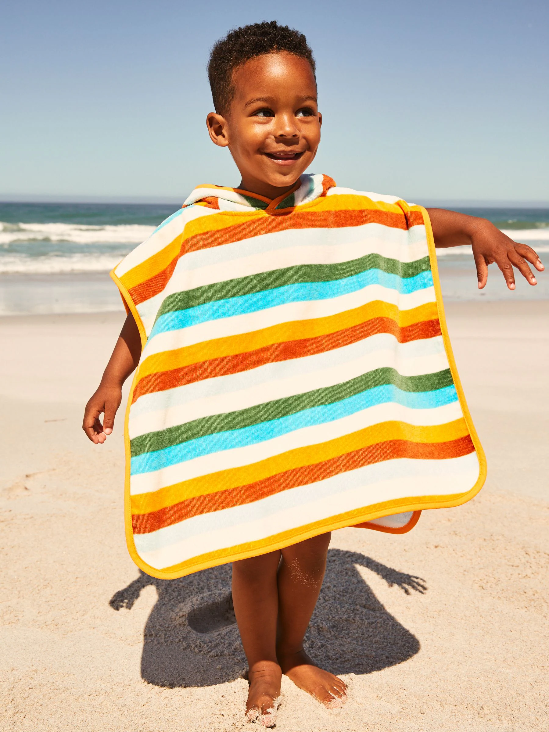Multi - 100% katoenen badstof poncho (9 mnd - 6 jr)