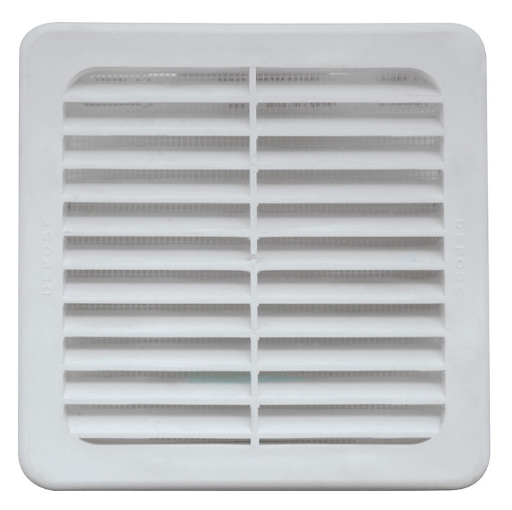 Grille d'aération PVC à clipser Autogyre avec moustiquaire blanche 100 x 100 mm