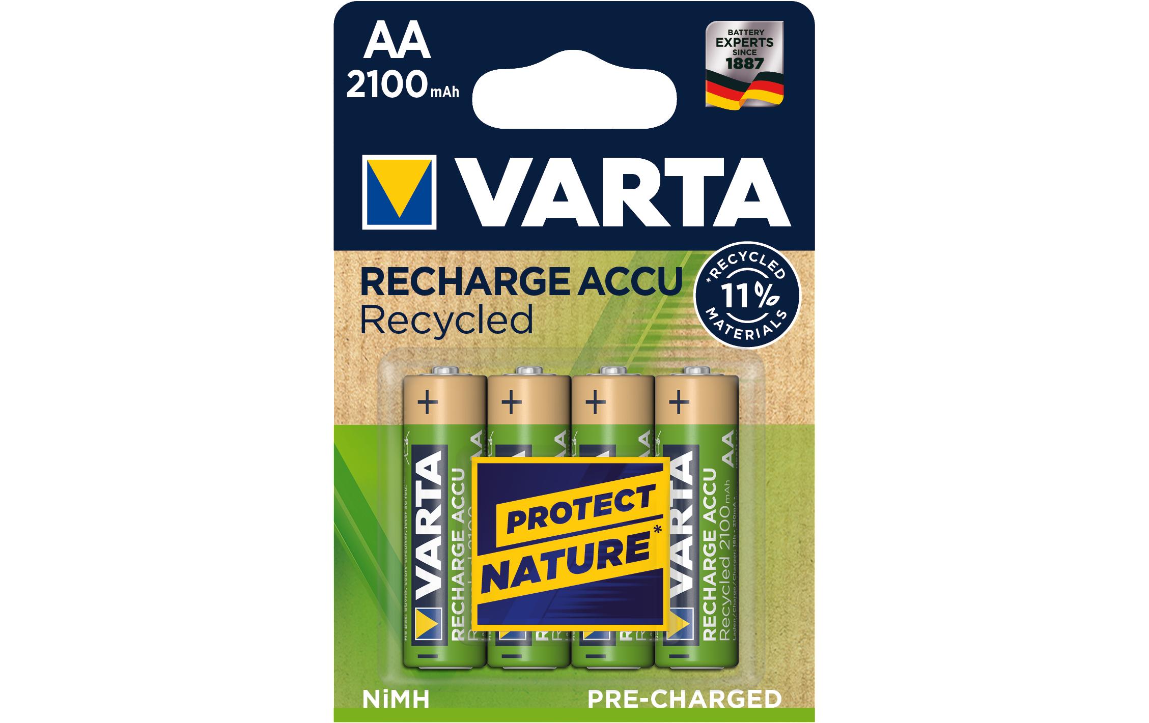 Akku Recycled NiMH Mignon AA 2100 mAh, 4 StückAA-Akkus im Viererpack