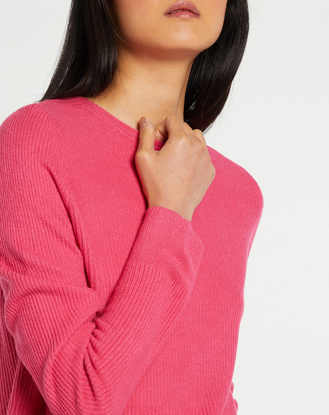 Galeries Lafayette Pull en Maille fine col rond Fanny rose