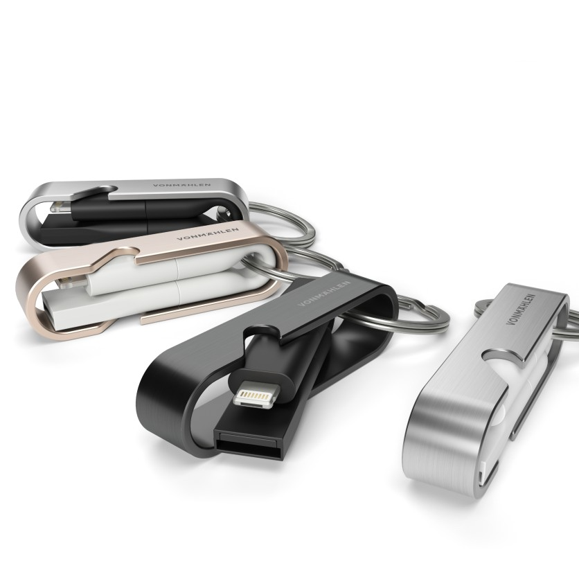 High Six (3A) 6in1 Schlüsselanhänger Micro / USB C / Lightning Ladekabel   Flaschenöffner (HSI00002) - Black