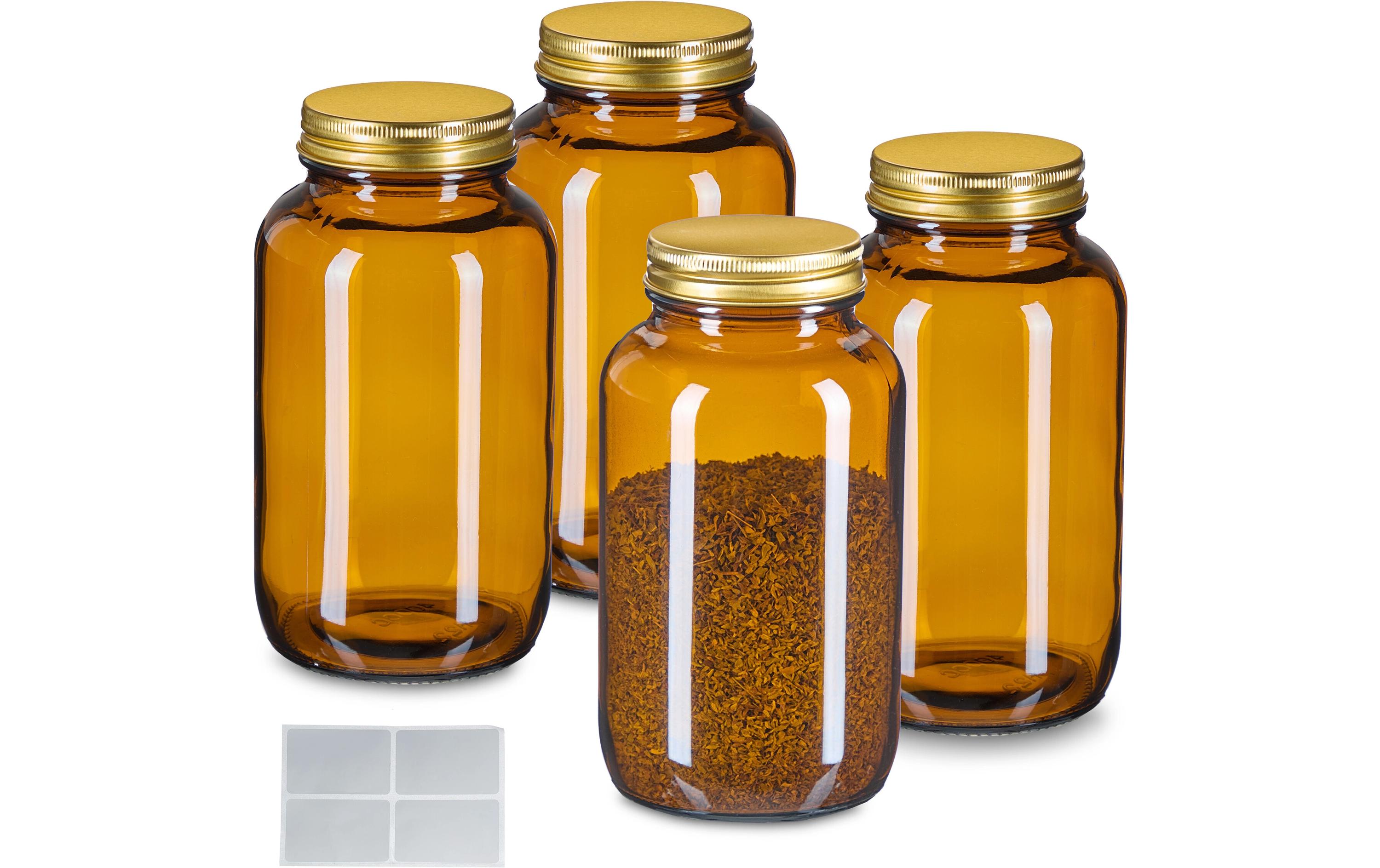 Braungläser 4er Set 400 ml Braun/GoldGewürzgläser