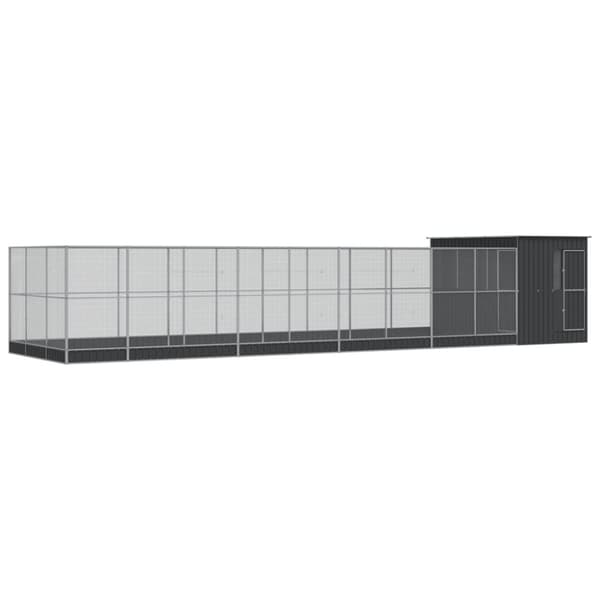 vidaXL Voliere med forlengelse sølv 1118x303x216 cm stål