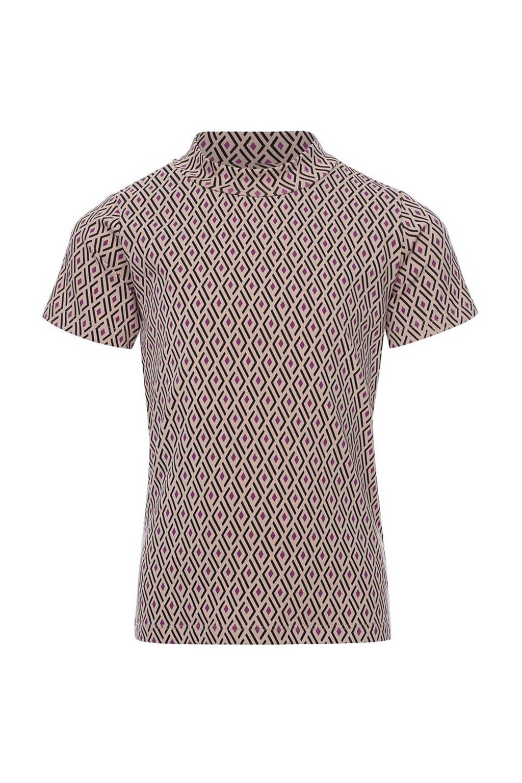 LOOXS top met all over print en open detail beige/zwart