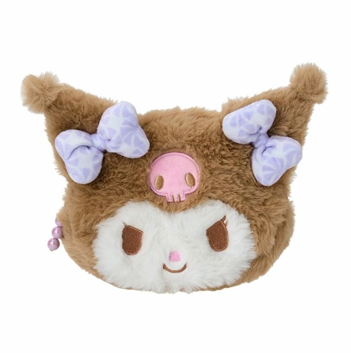 Sanrio - Kuromi Face Fluffy Makeup Pouch (Nagomi Pastel Series)