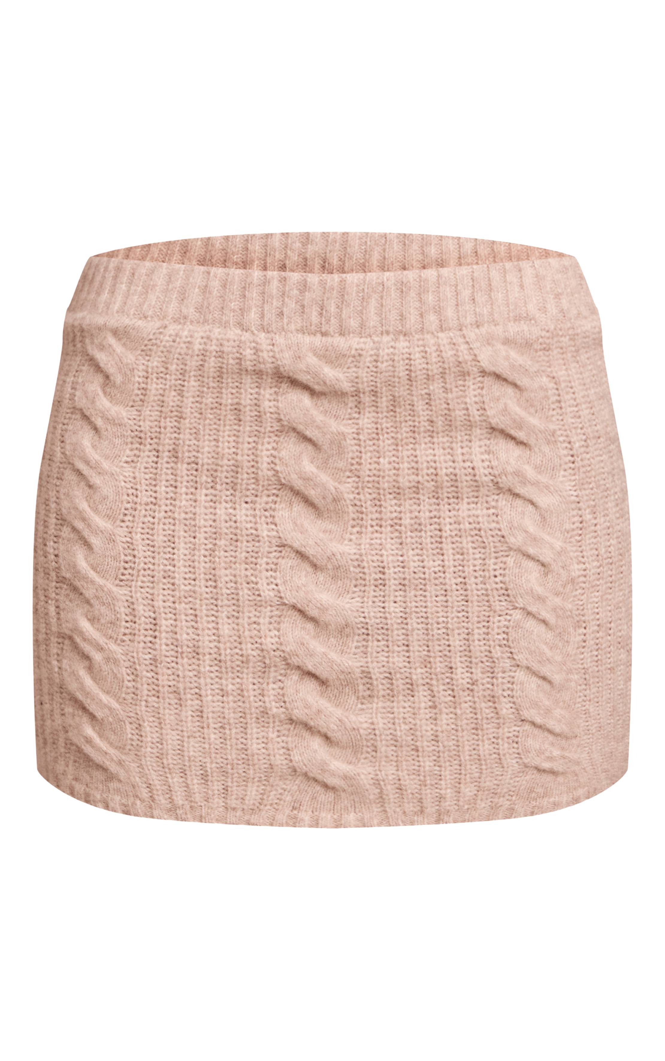 Gris Pierre Mini-jupe En Maille Torsadée