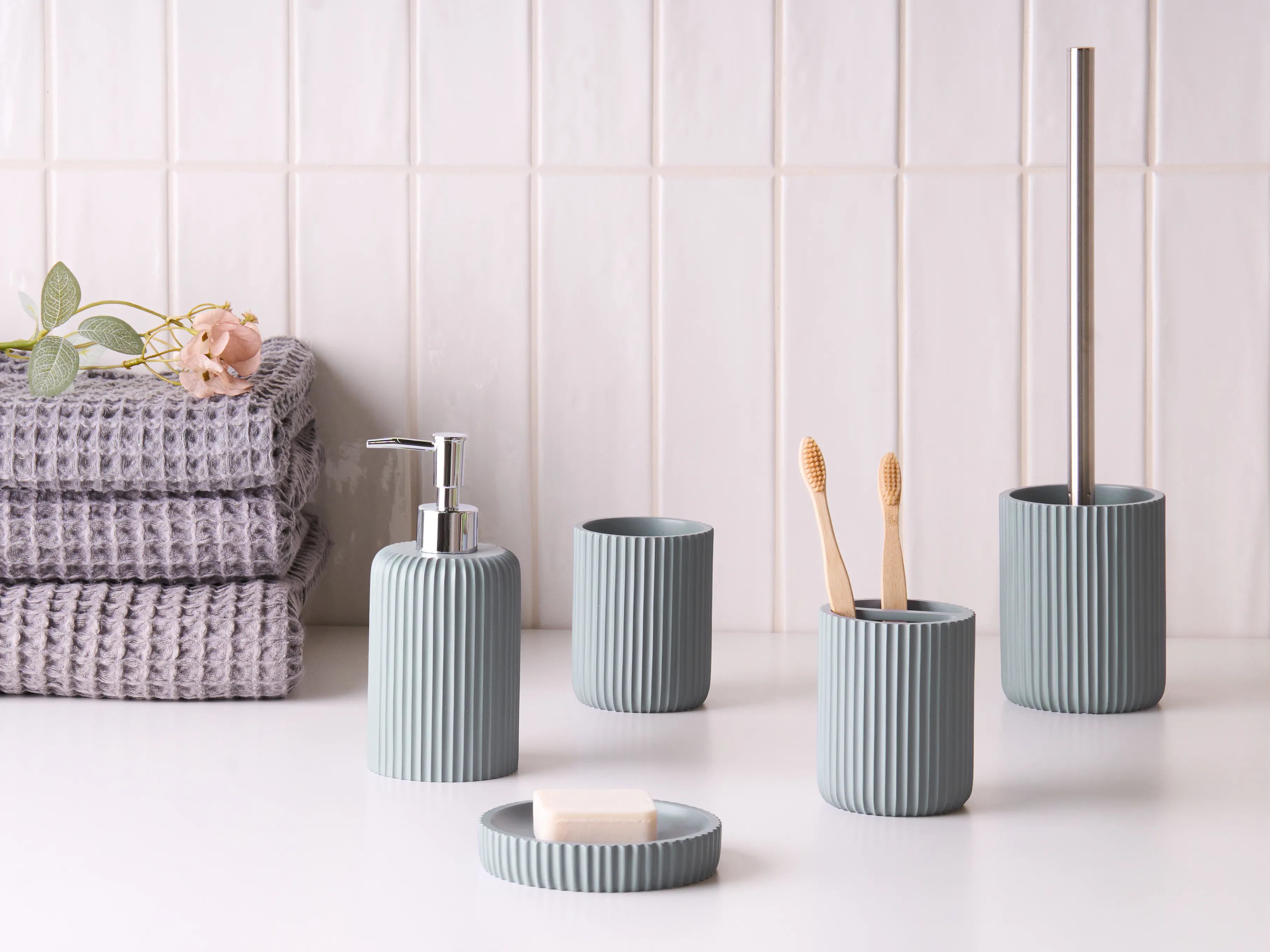 5-delige badkameraccessoireset CAMANA Lichtgrijs