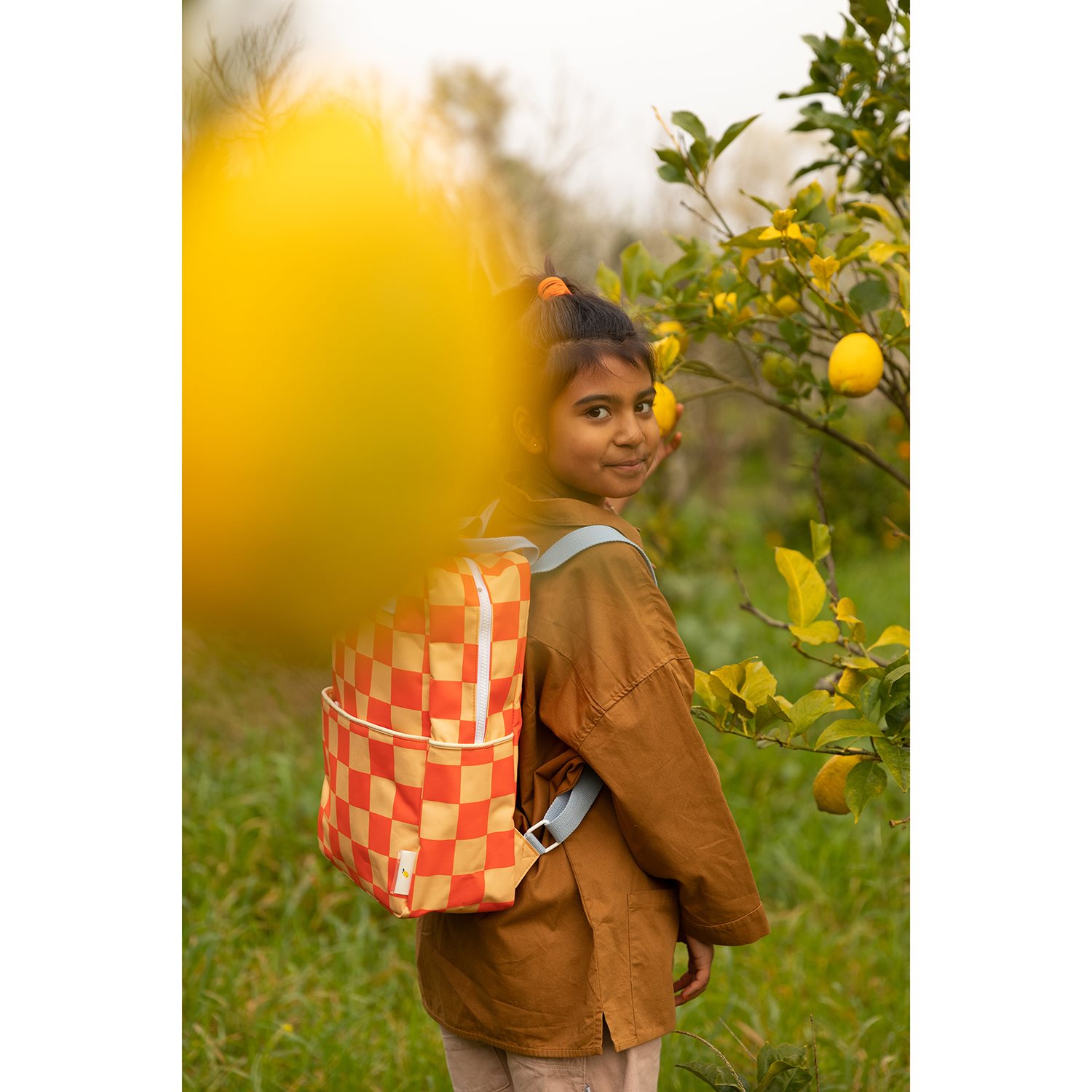 Sticky Lemon Farmhouse Backpack Large Checkerboard pear jam - ladybird red